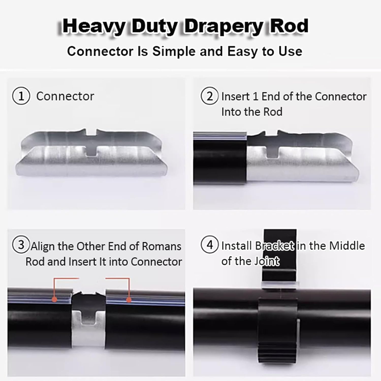 Thickened Curtain Poles Room Divider Curtain Rod Aluminum Drapery Poles with Side Brackets for Living Room Bedroom Windows(Black,600cm(4 * 150cm))