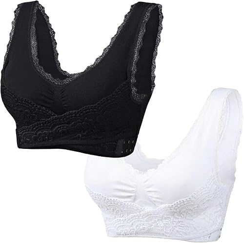 Paquete de 2 brasieres Kendally, brasier de encaje con hebilla frontal cruzada lateral, sin costuras, realce sin costuras de turmalina