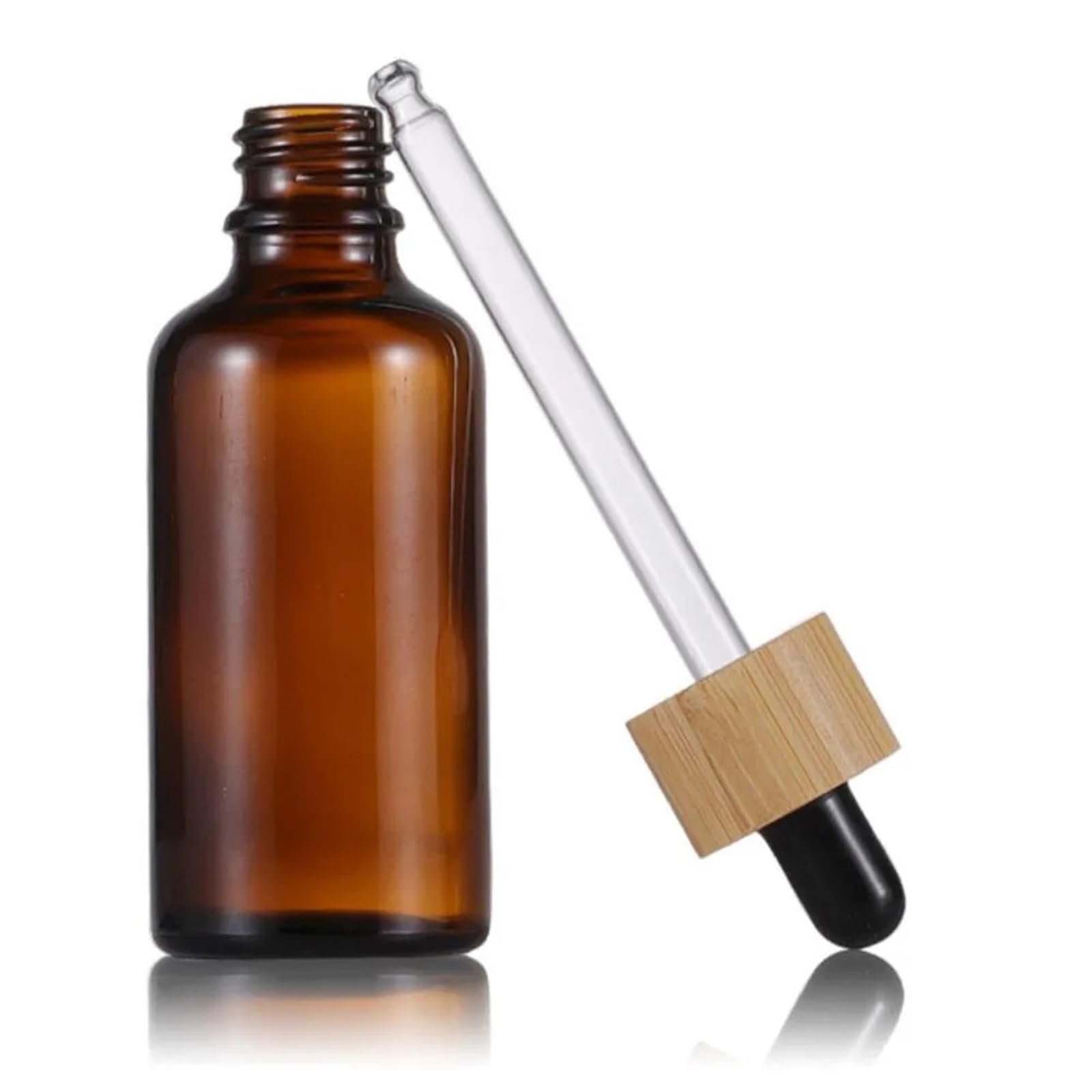 Gotero Botellas líquidas de aromaterapia vidrio cuentagotas esmerilado for aceite masaje esencial recarga pipeta tapa madera(Clear,Black top head,5x 100ml)