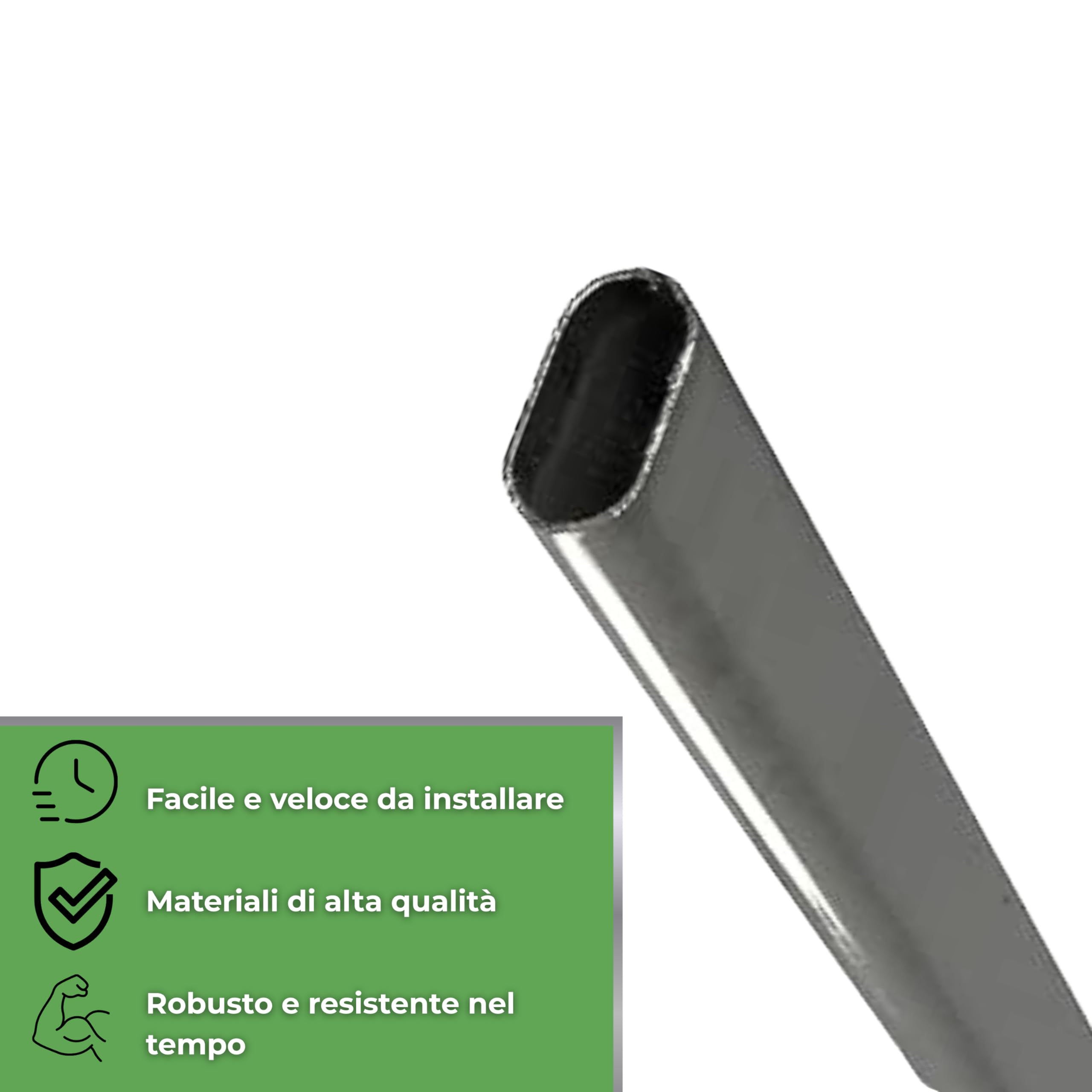 Tubo Armadio Resistente, Tubo per Appendiabiti, Barra Appendiabiti per Guardaroba e Cabine Armadio (Ovale - 200cm, Metallo)