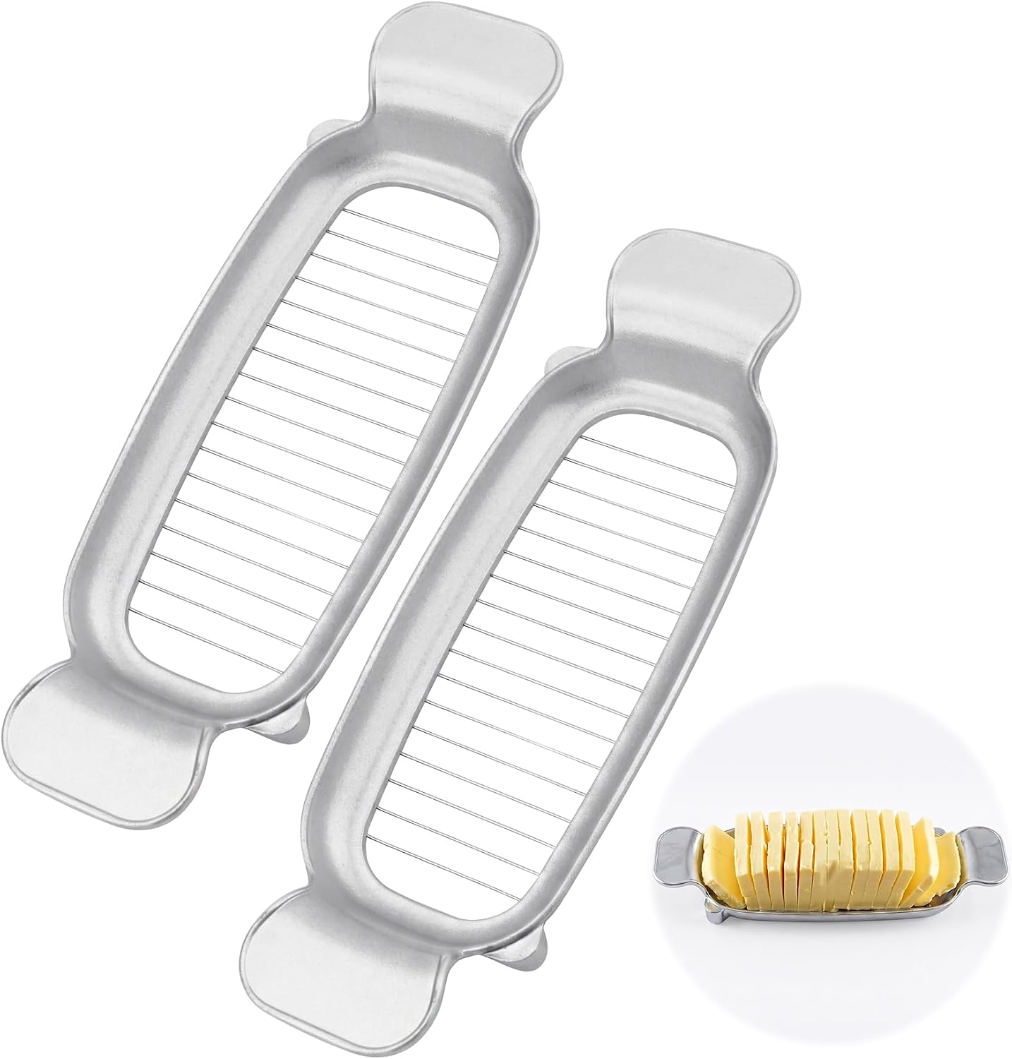 Butter & Cheese Slice Cutter - Stainless Steel Multipurpose Butter and Cheese Cutter Slicer for Evenly Slicing Butter Blocks, Cheeses, Eggs, Non-Stick，Compact & Portable for Home, BBQ, Camping
