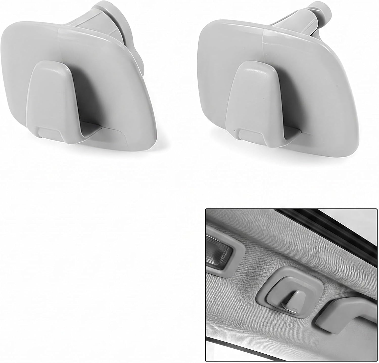 2 PCS Lockable Swivel Interior Roof Hooks, Car Clothes Hanger Storage Hook, Snap‑In Roof Mount Interior Accessories, Gray