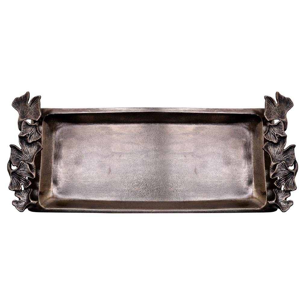 Decozen The Gingko Collection Aluminum Bath Tray In Antique Brass Finish Gingko Leaf Branch Handles For Lotions Towels Accessories Bathroom Vanity Tray Buy Online In Cayman Islands Missing Category Value