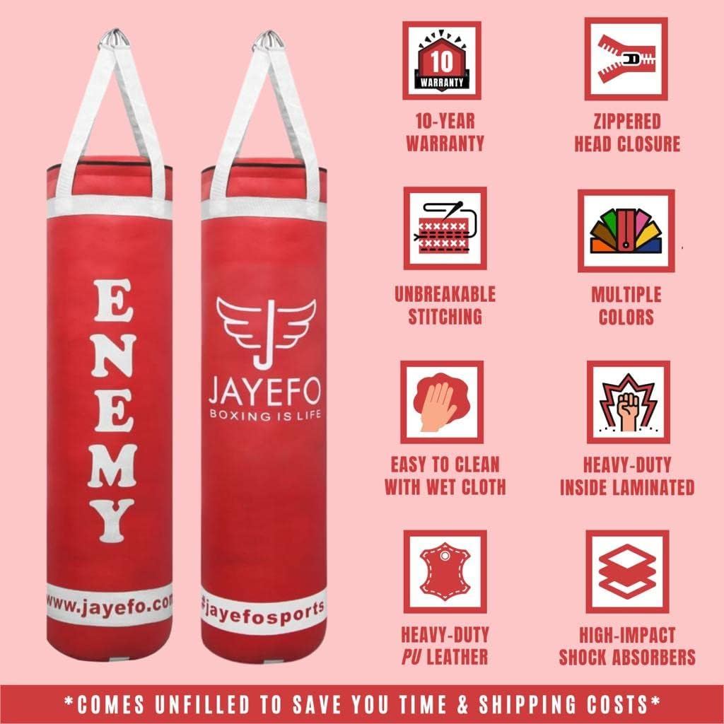 Jayefo Punching Bag - Boxing Bag for MMA, Karate, Judo, Muay Thai, Kickboxing, Self Defense Training for Training at Home - Heavy Bag Boxing Equipment 70 to 100 lbs - Red : Sports & Outdoors
