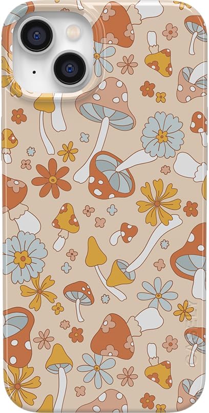 Casely Funda para iPhone 13 Mini  Magia de hongos  Funda floral retro para teléfono