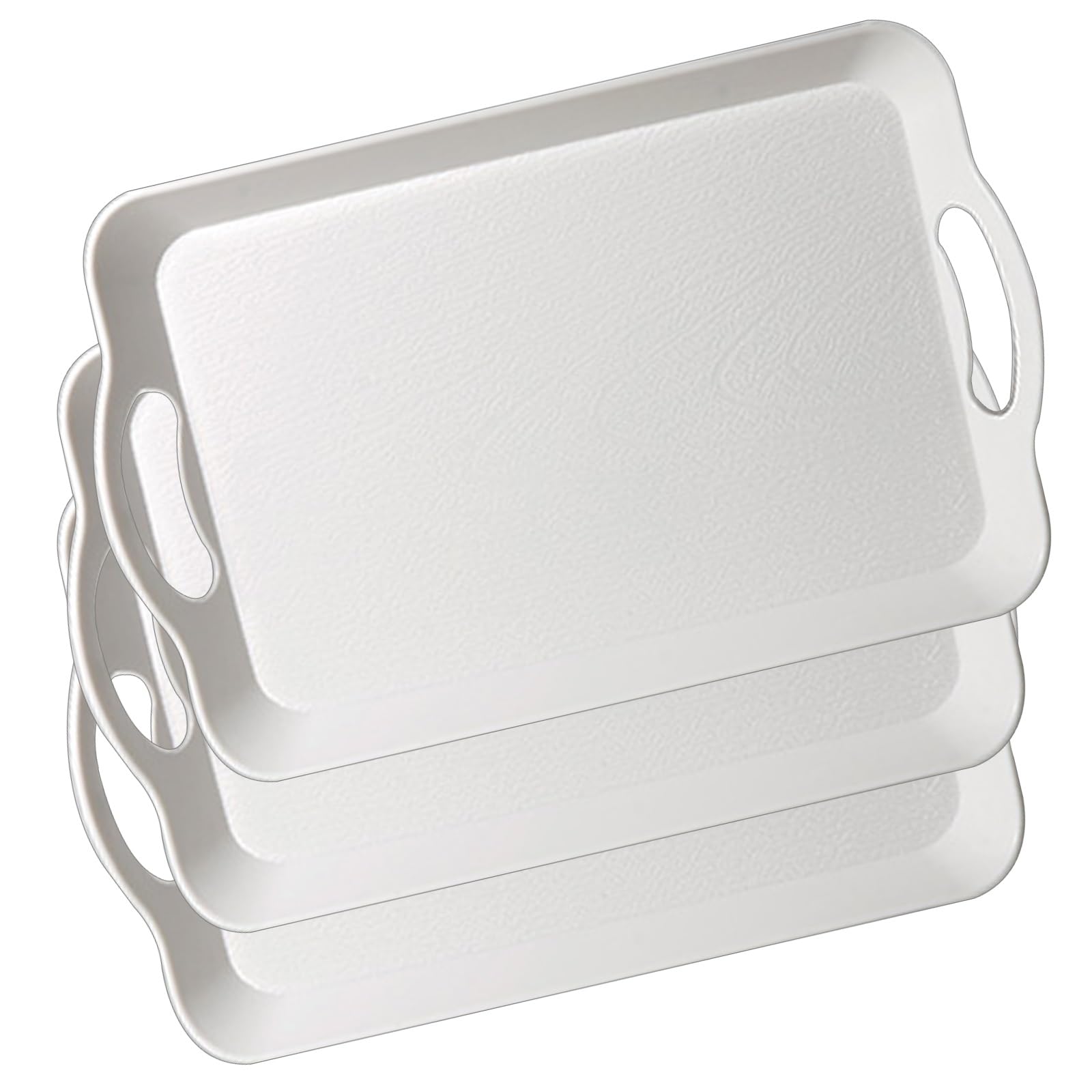 Juego de 2 Bandeja Plastico, Bandeja Comida, Ideales para La Organización y El Almacenamiento en el Hogar(White,29x42x3CM/11x16x1IN)