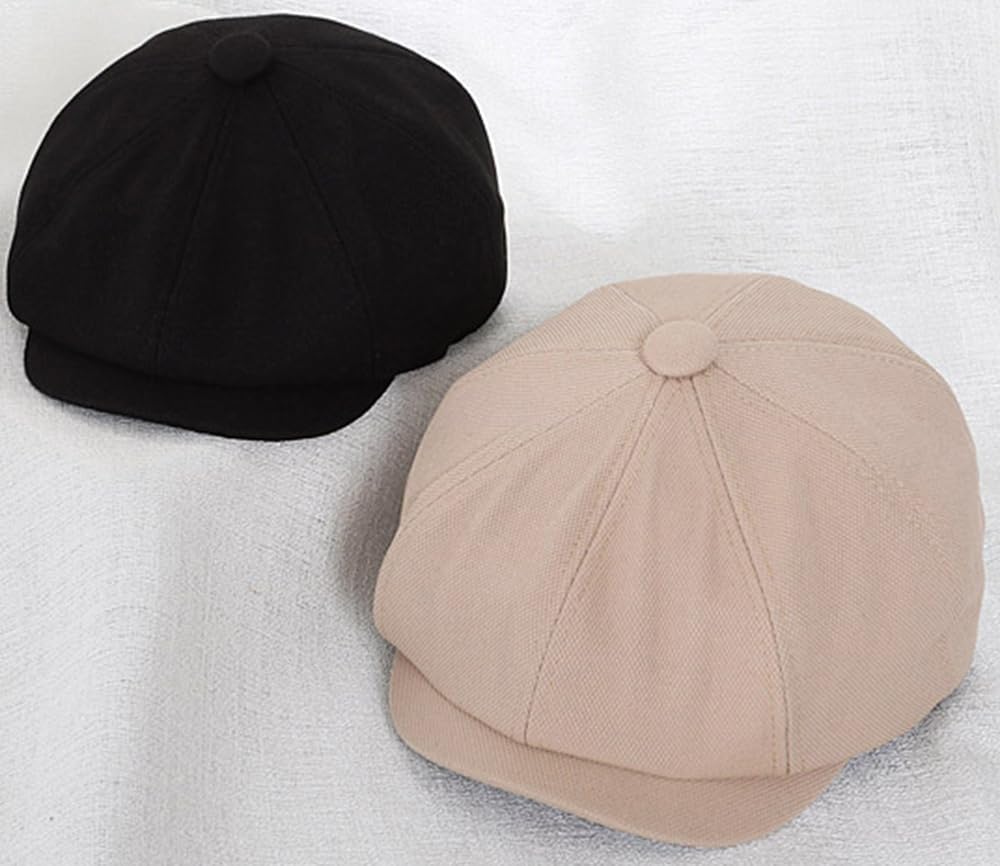 Classic Cotton 8 Panel Newsboy Cap Kids Cabbie Flat Tweed Hat for 5-9 Years Old