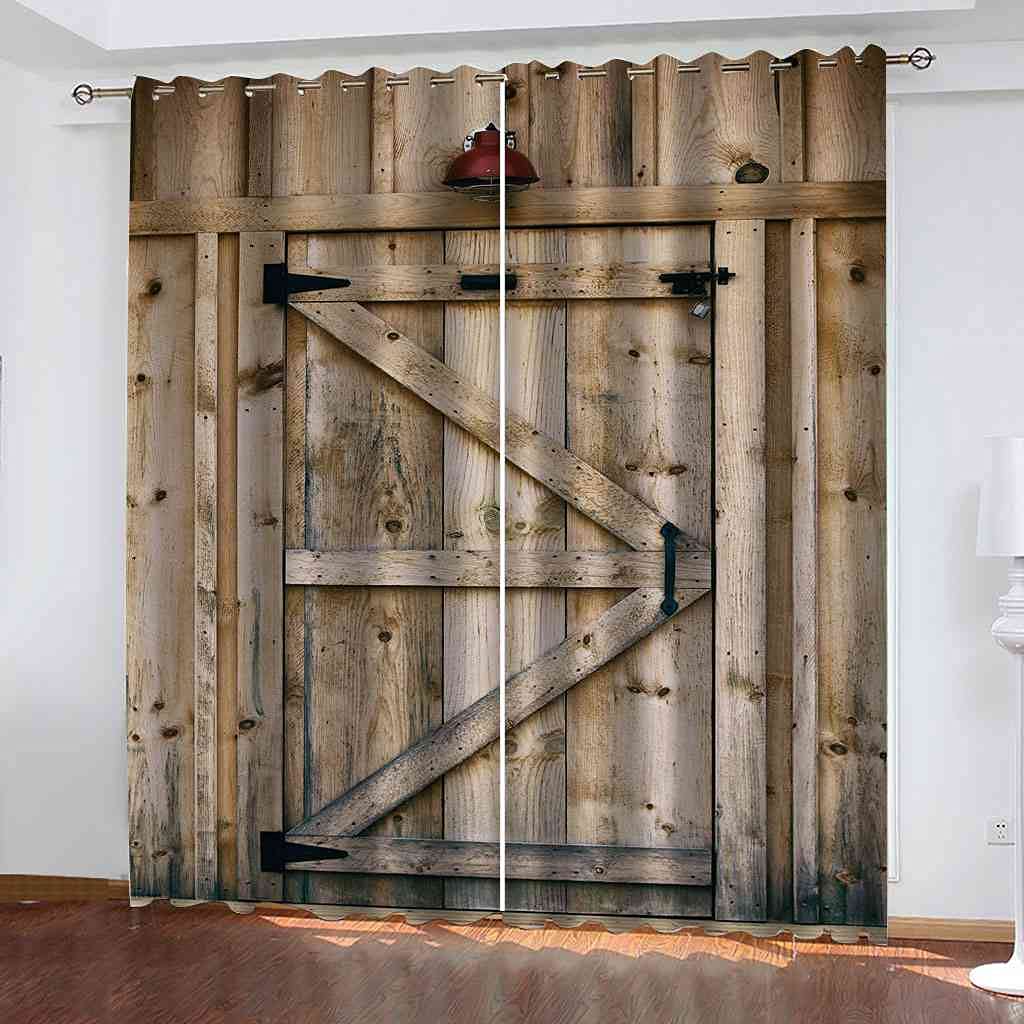 Rideau occultant lot de 2 salon et chambre d'enfants style cabane d'époque 264x242 cm