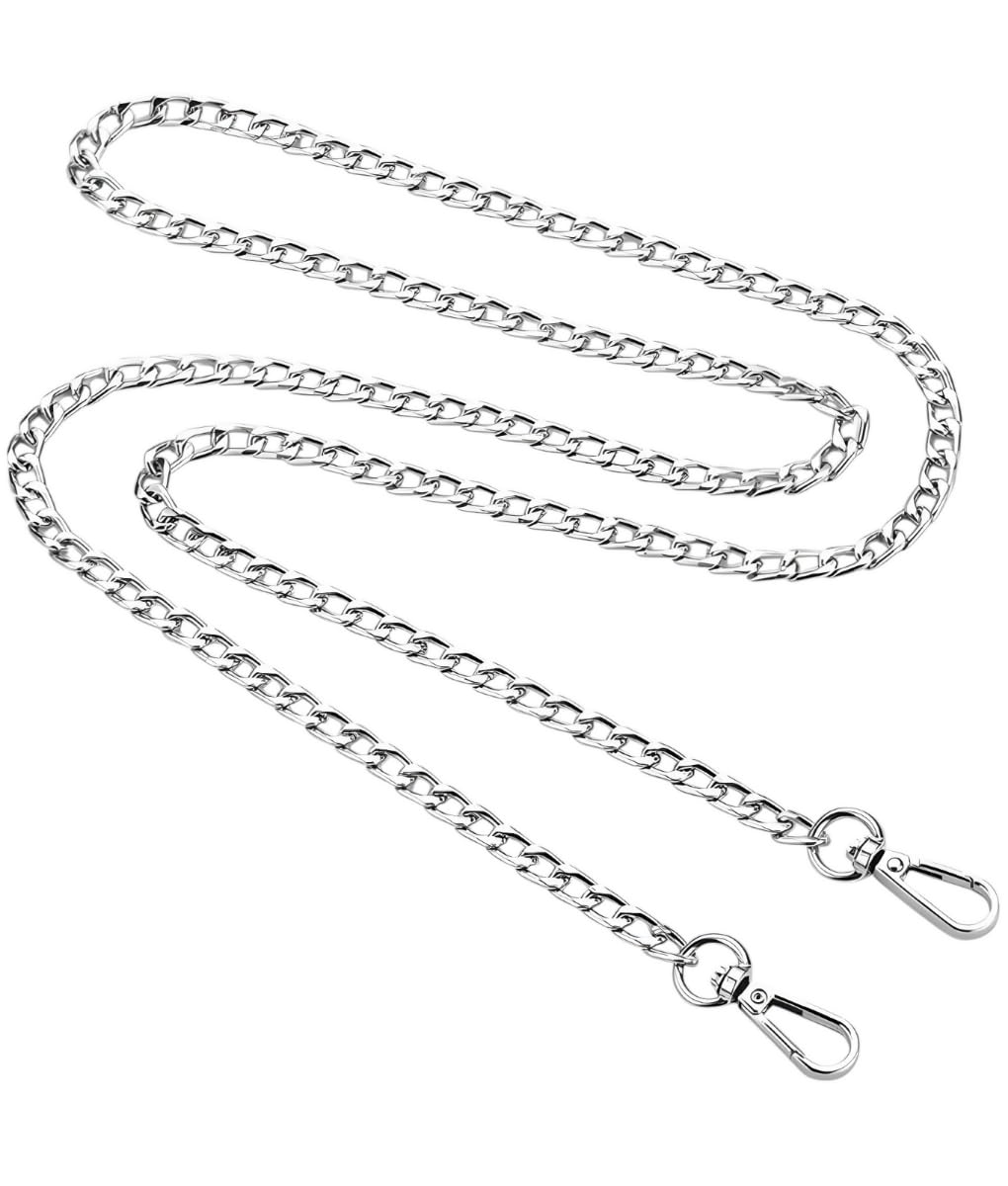 Replacement Silver Chain Strap for Handbags Purse Side Tote Hobo Cross Body and Sling Bags DIY Hand Bags Broad Metal Chain Length (49 inch or 124 cm)-image-46