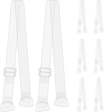 4 Pairs Clear Bra Straps For Women, Transparent Bras Straps Non-Slip Adjustable Bra Strap, Invisible Strap Bras for Women Girls Strapless Wedding Dress