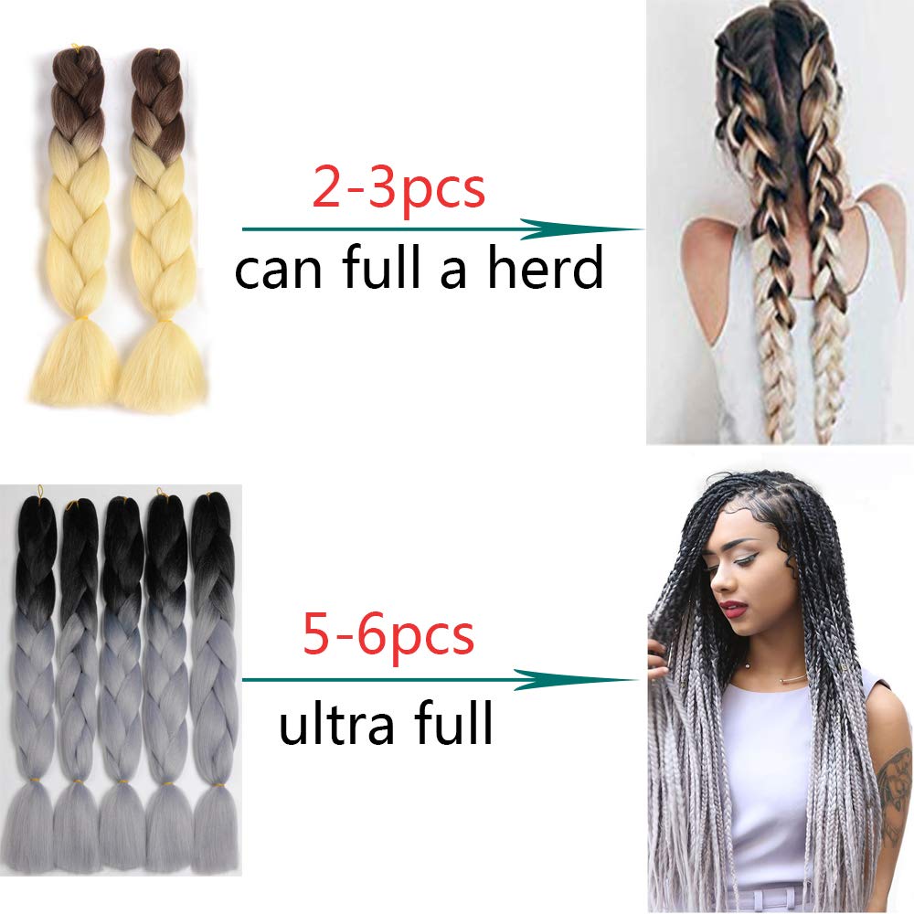 Buy Showjarlly Box Braid Hair Extensions, 24inch Black/Dark Brown/Light