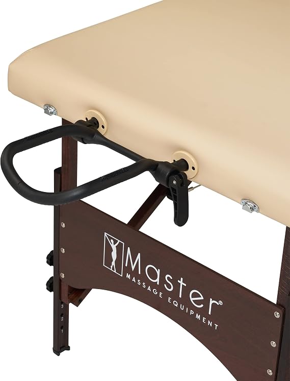 Master Massage 71 cm Argo Portable Massage Table in Black with Walnut Legs - Ideal for Spa Treatments, Tabletop Exercises, Beauty, Tattoo, and Lash Services(Cream)