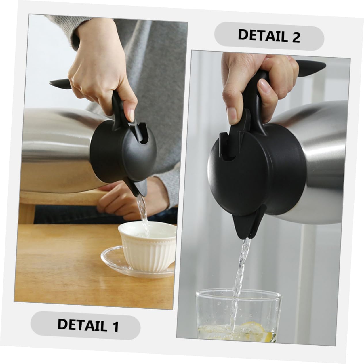 Mikinona Stainless Steel Thermal Coffee Carafe Handle Insulated Drink Kettle for Home Use and - for Hot Beverages Like Coffee Tea and Juice