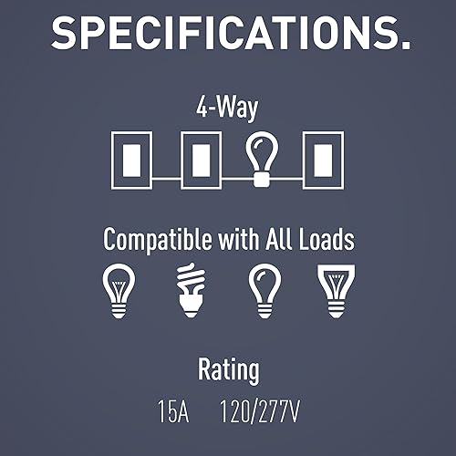 Vista 4 de Legrand Radiant TM874DBCC6 Interruptor de pared basculante de 15 amperios, interruptores de luz decorativa de 4 vías, bronce oscuro (1 unidad)