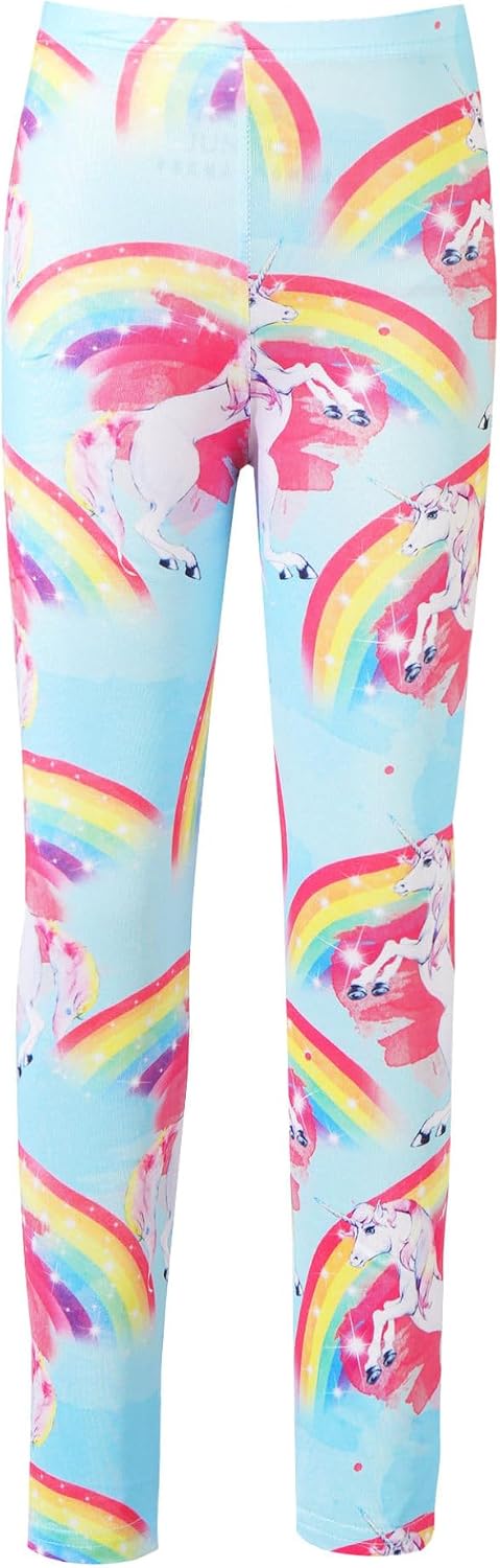 Linjinx Kids Girls Cartoon Printed Athletic Leggings Footless Tights Trousers Spring Autumn Casual Stretch Pants