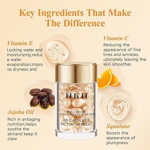 Miniatura 4 de HKH Juego de cápsulas de suero de vitamina C  96 piezas VC para la mañana, suero facial antienvejecimiento y antiarrugas, líneas finas suaves,