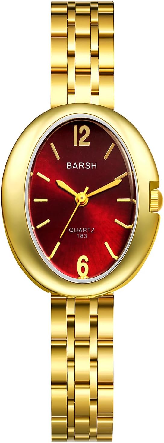 Avaner Women's Bracelet Wrist Watches: Ladies Vintage Gold Silver Stainless Steel Band Retro Oval Analog Quartz Watch