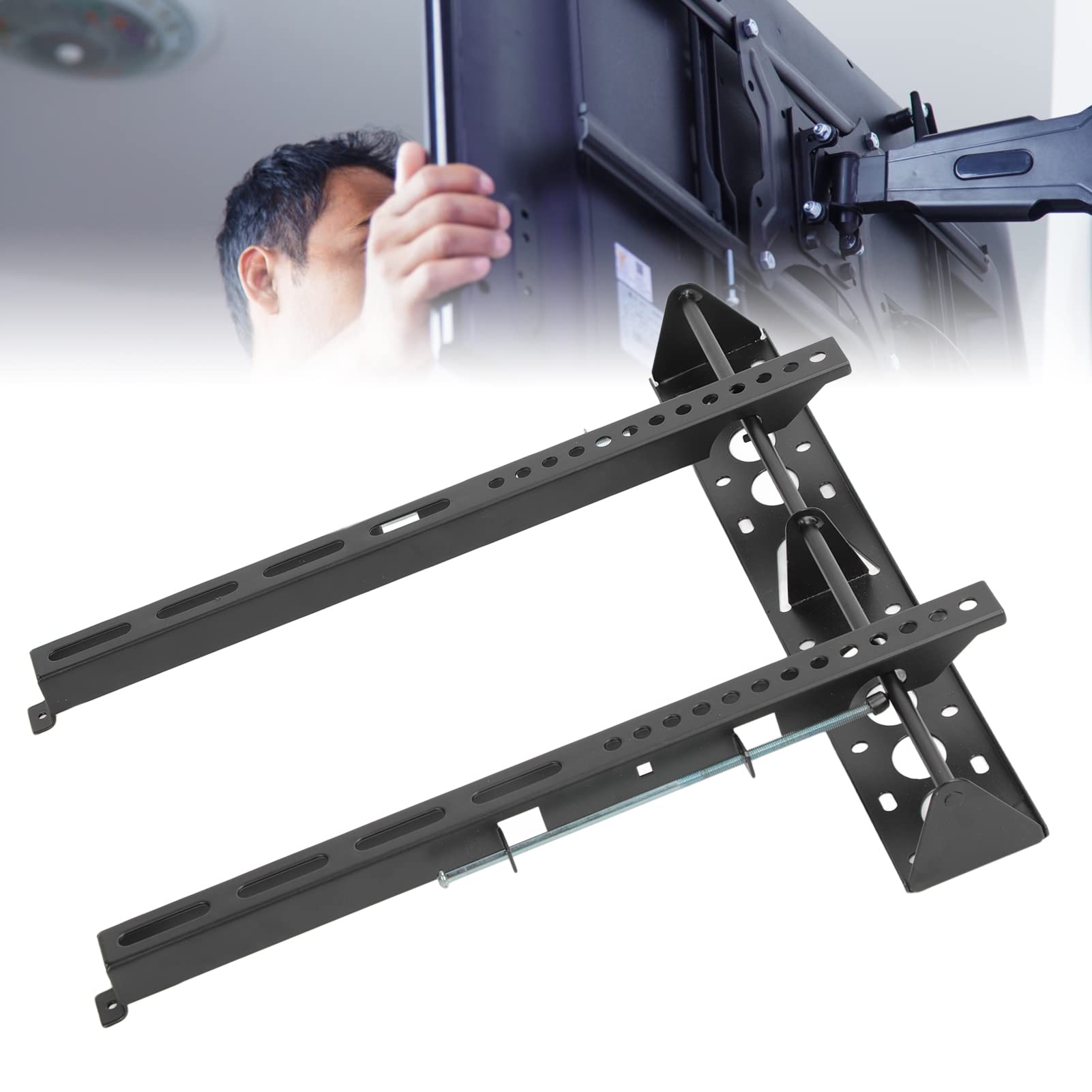 Supporto da Parete per Monitor TV, Staffa di Montaggio TV Universale, Cuscinetto di Carico Grande, Staffa Regolabile, Salvaspazio, Staffa di Montaggio per TV di Diverse Dimensioni (Nero)