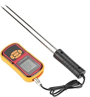 Medidor de temperatura de umidade, medidor digital de umidade GM640 LCD digital portátil com capa de silicone macio para trigo, arroz e grãos de milho