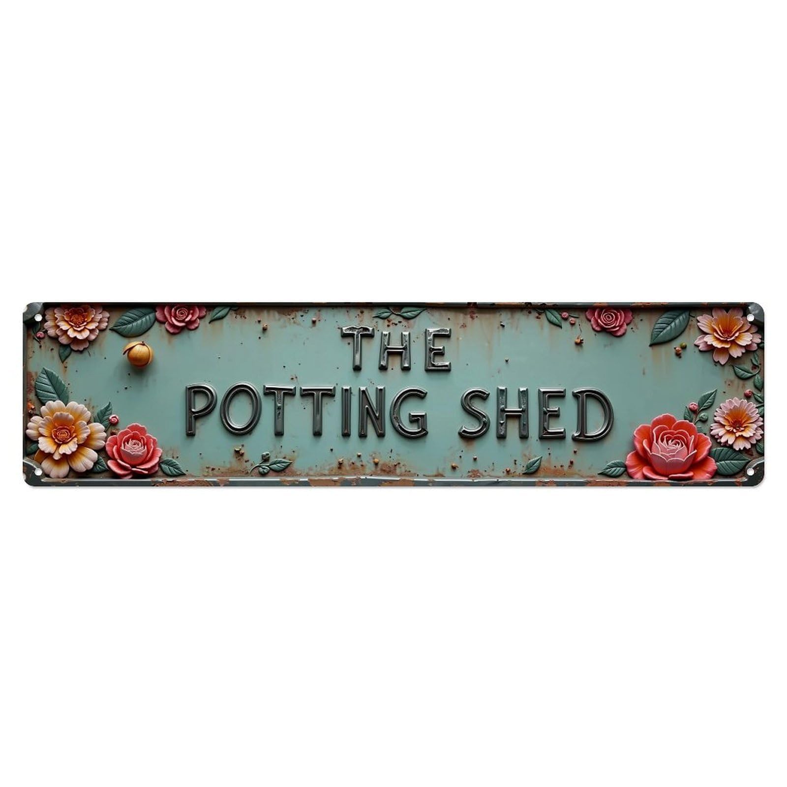 Jdyansheng Vintage The Potting Shed Floral Sign Tin Sign Metal Poster Metal Signs For Home Man Cave Bar Cafe Kitchen Laundry Room Wall Decorations 4X16 Inches