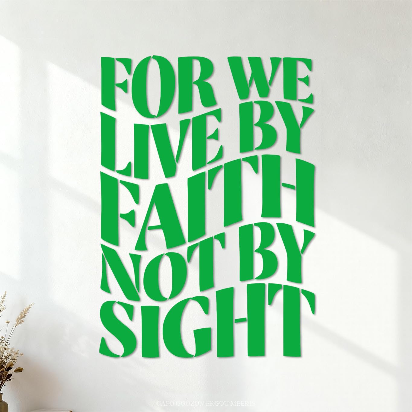 Lettering Decals Christian Bible Verse for We Live By Faith Not By Sight 51x71.6cm Easy Installation Green
