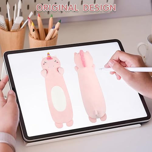 Miniatura 9 de Almohada corporal de peluche de unicornio de 36 pulgadas de largo, lindos animales de peluche de unicornio rosa, almohada blanda para abrazar,