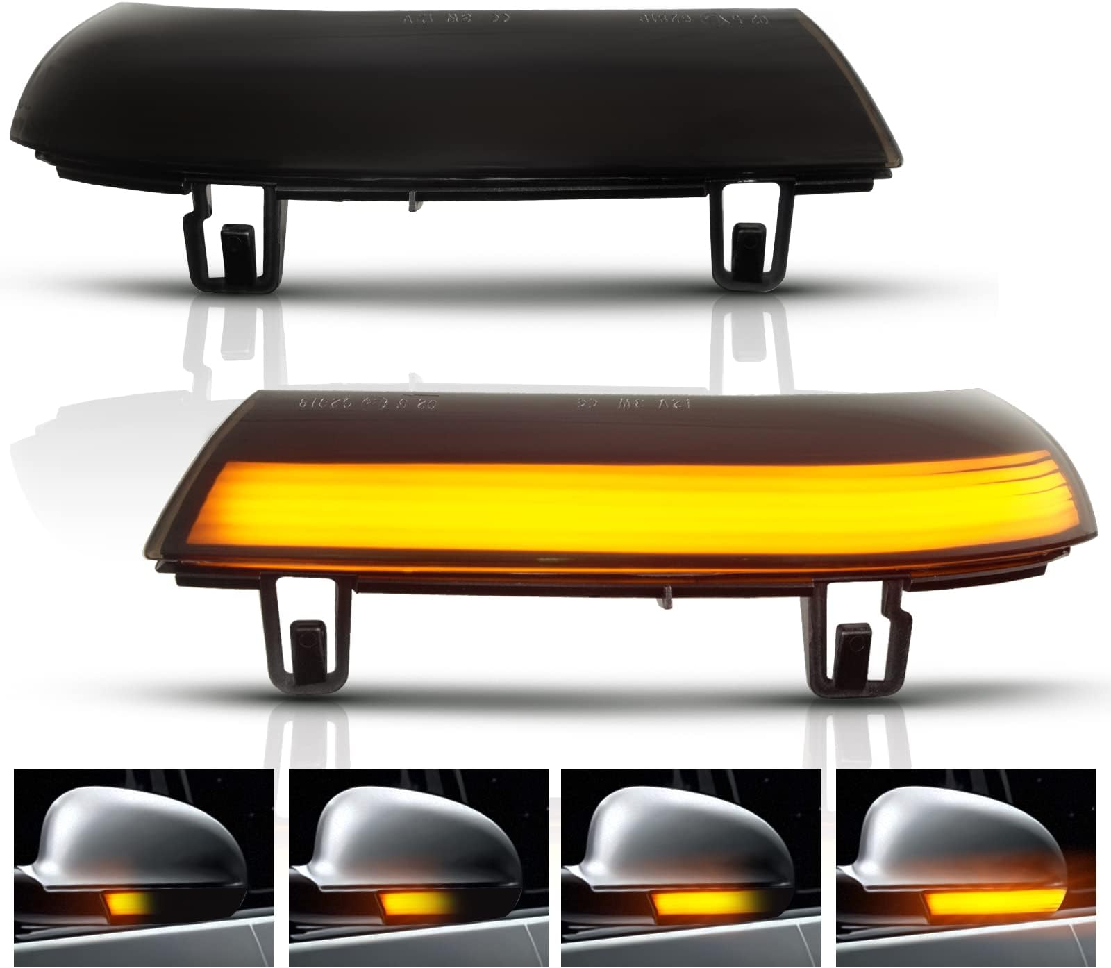 Gempro LED Mirror Turn Signal Blinker Light Sequential Side Mirror Indicator Lamp Compatible with VW GOLF 5 GTI Jetta MK5 Passat B6 Sharan (Smoked Len)