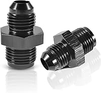 Vista 7 de Adaptador de ajuste de rosca con estriado invertido 6AN macho a 1/2 x 20 Aluminio negro recto Paquete de 2 PFCKE