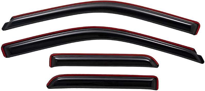 Lightronic 194101 Extra Durable Clip-on In-Channel Auto Vent Window Visors, Fits 2009-2010 Dodge Ram 1500, 2011-2018 Ram 1500, 2019-2024 Ram 1500 Classic, Quad Cab, UV-Protect Rain Guard, Smoke, 4-Pcs
