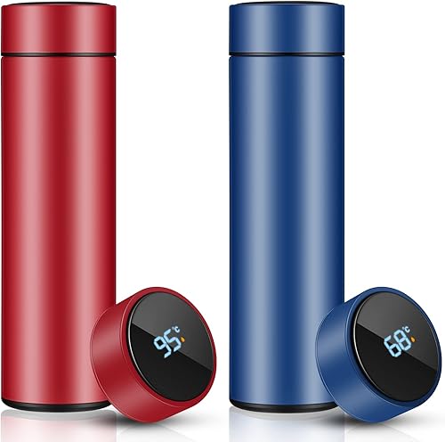 2 botellas de agua inteligentes con pantalla digital de temperatura, botella de infusor de café y té, taza térmica LED, doble pared aislada al disponible en Yaxa Colombia