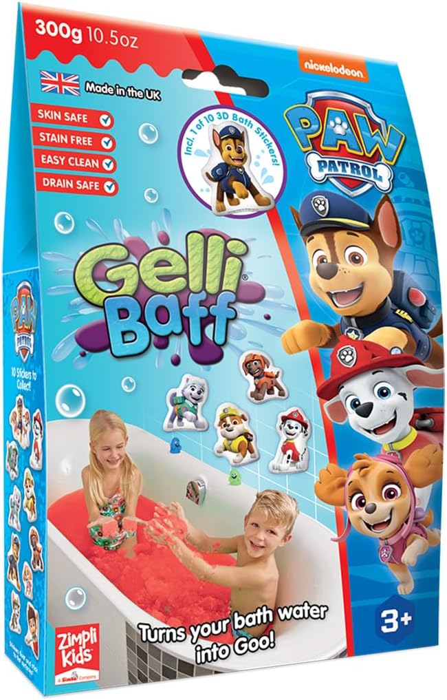 Paw Patrol Gelli Baff with Free Bath Sticker, 1 Bath or 6 Play Uses from Zimpli Kids, Turns Water into Thick, Colourful Red goo, Birthday Gifts for Children, Certified Biodegradable & Vegan Friendly