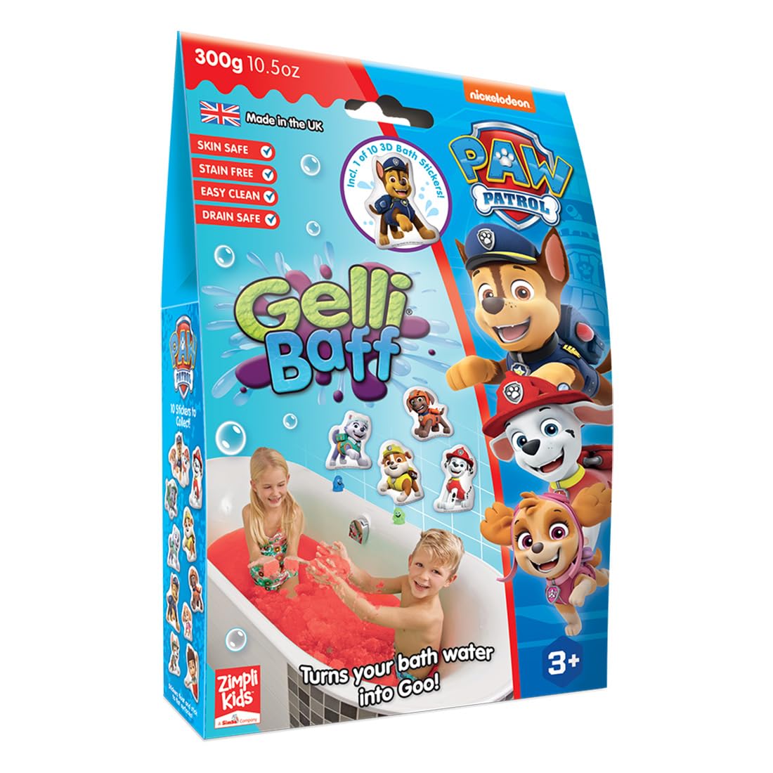 Zimpli Kids Paw Patrol Gelli Baff Red with Free Floating 3D Bath Sticker, 1 Bath or 6 Play Uses, Magically turns water into thick, colourful goo, Creative Play for Children, Paw Patrol Toy Gifts