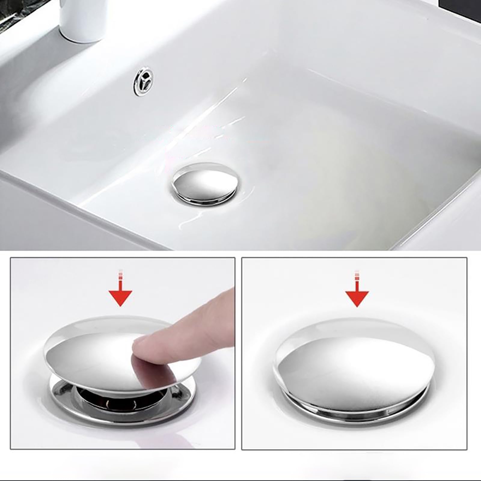 Siphon Waschbecken mit Überlauf Chrom,Pop Up Ablaufventil,Höhenverstellbar,Geruchsverschluss Messing Abflussrohr Waschbecken
