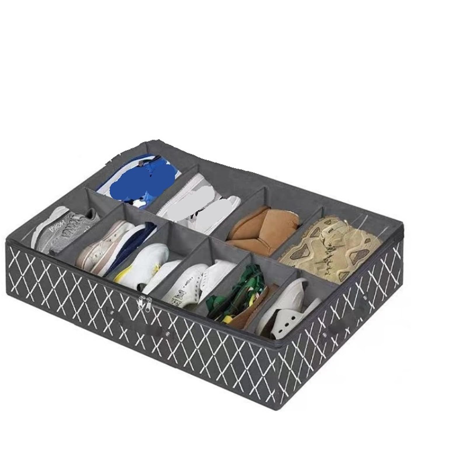 Organizzatore Di Scarpe Sotto Il Letto Scatola portaoggetti in tessuto non tessuto pieghevole for riporre le scarpe sotto il letto con 12 griglie, con finestra trasparente for scarpe salvaspazio Per R