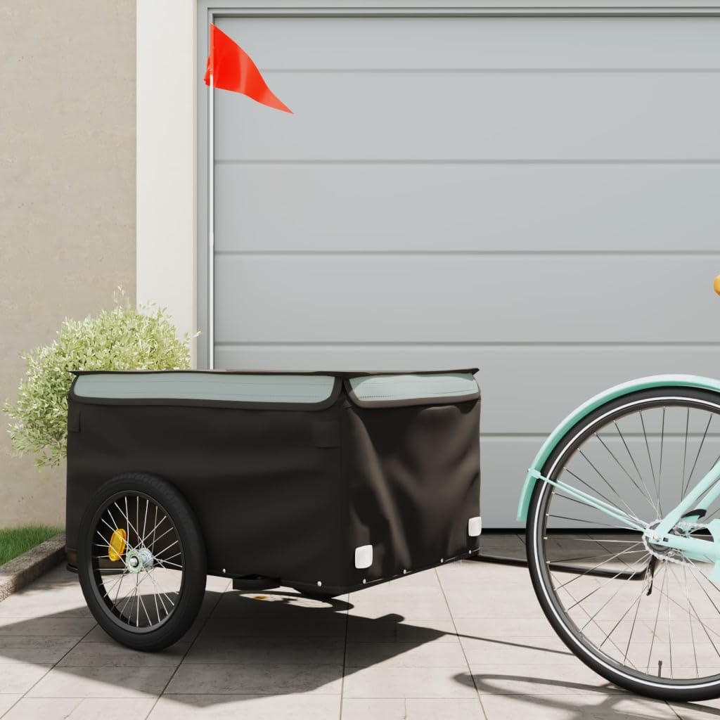 Remolque de Carga de Bicicleta de Servicio Pesado, Marco de Hierro de la Capacidad 45kg, diseño Plegable para el Desplazamiento en Bicicleta, Transporte Urbano