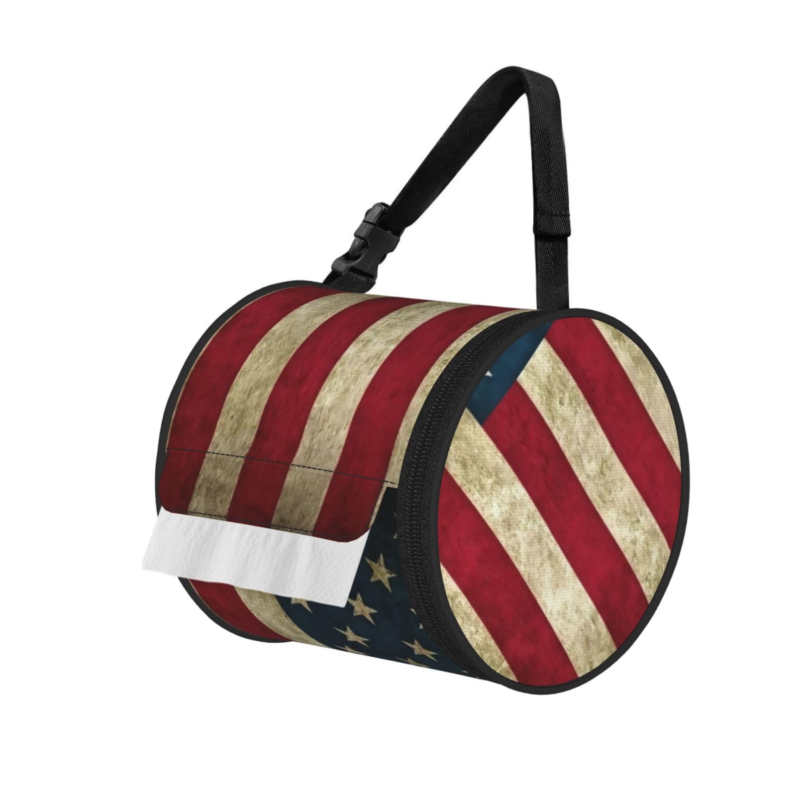 American Flag Print Fashion Tissues Organizer Box, Hanging Tissue Holder For Purse Coins For Car Office Daily Outing