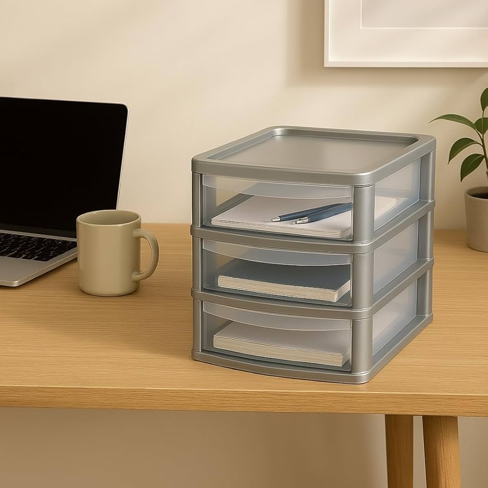 A4 Plastic Storage Drawers Draw Tower Unit Office Desktop Tabletop Home