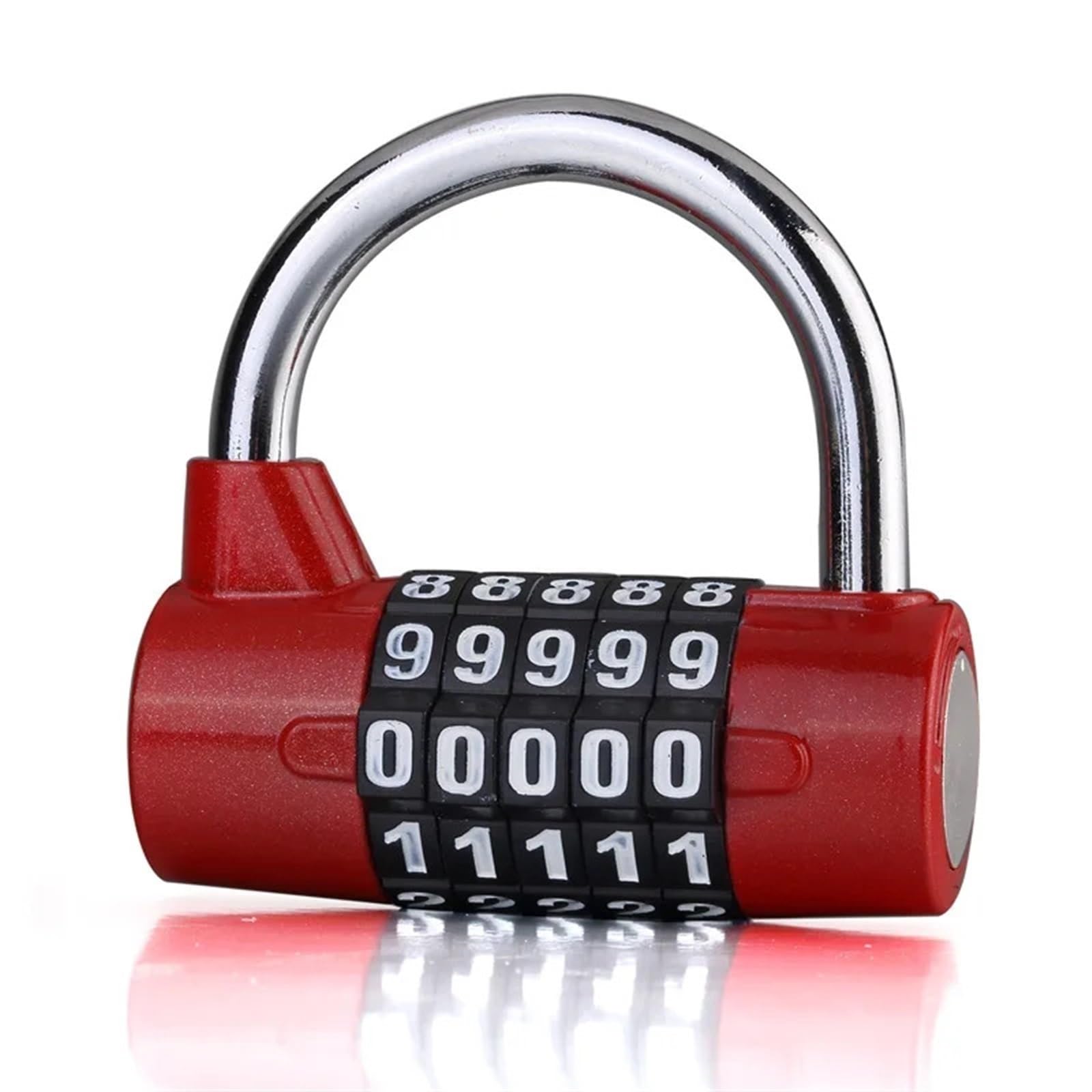 5-stellige Zahlenkombination Passwortschloss Zahlenschloss Zinklegierung 5 Farben Codeschloss Sicherheit 1St(Red)