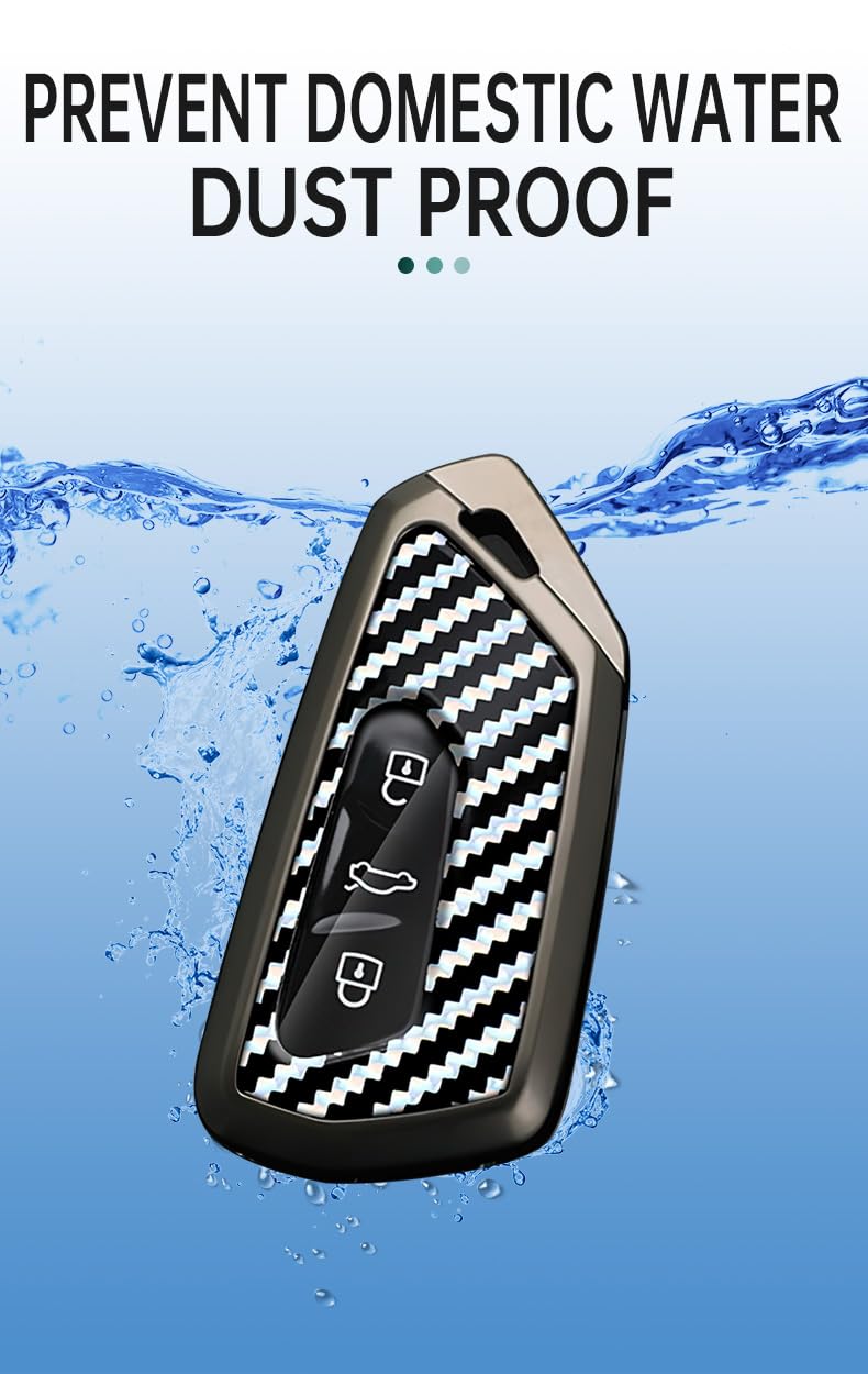 ontto Etui na kluczyki samochodowe pasuje do VW Golf 8, GTI, ID.3, ID.4, ID.6, ID.7, Tiguan, Passat B9, do Skoda Octavia Seat, Leon, Born, etui na klucze, z włókna węglowego, etui ochronne na pilot