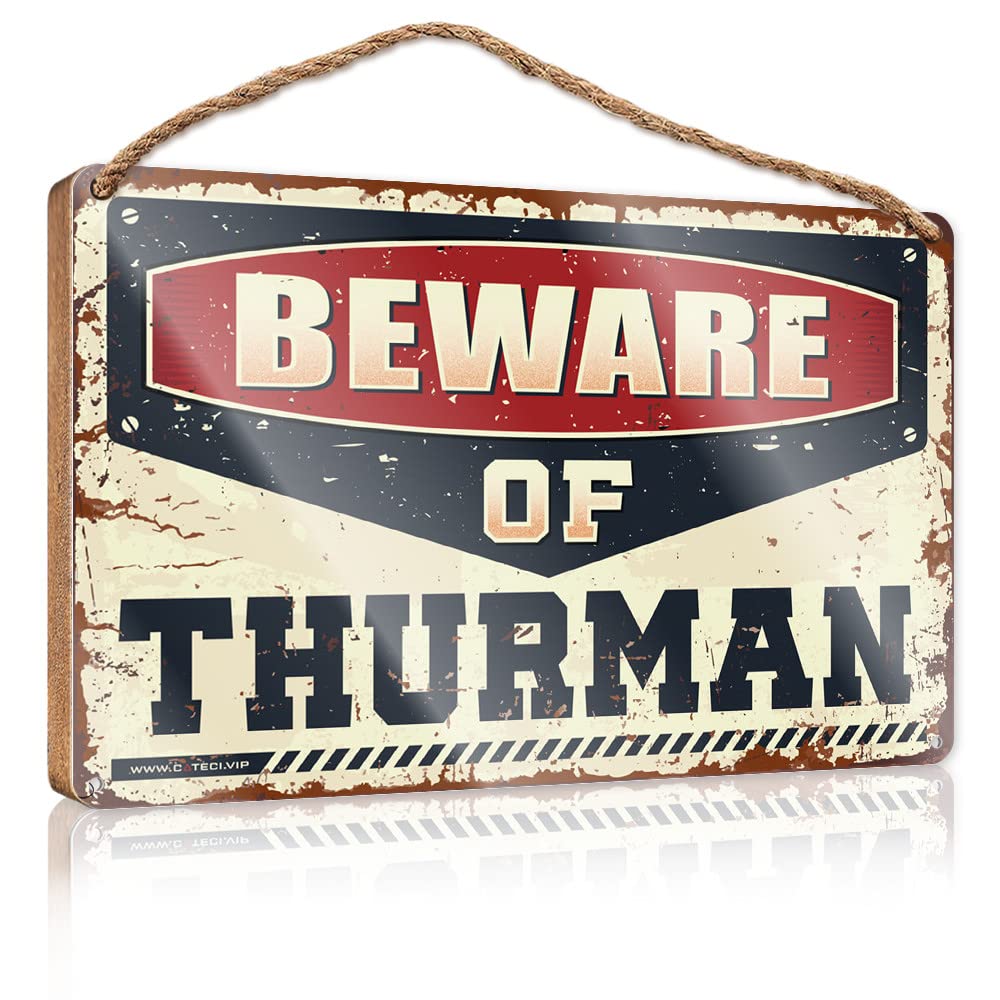 FRINTOXA Funny Sign Decor Beware Of Thurman Wooden Sign(20X30CM)