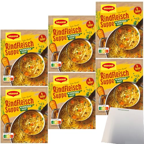 usy Bundle für Maggi Rindfleisch Suppe mit Nudeln und Gemüse 6er Pack (6x85g Packung) + usy Block
