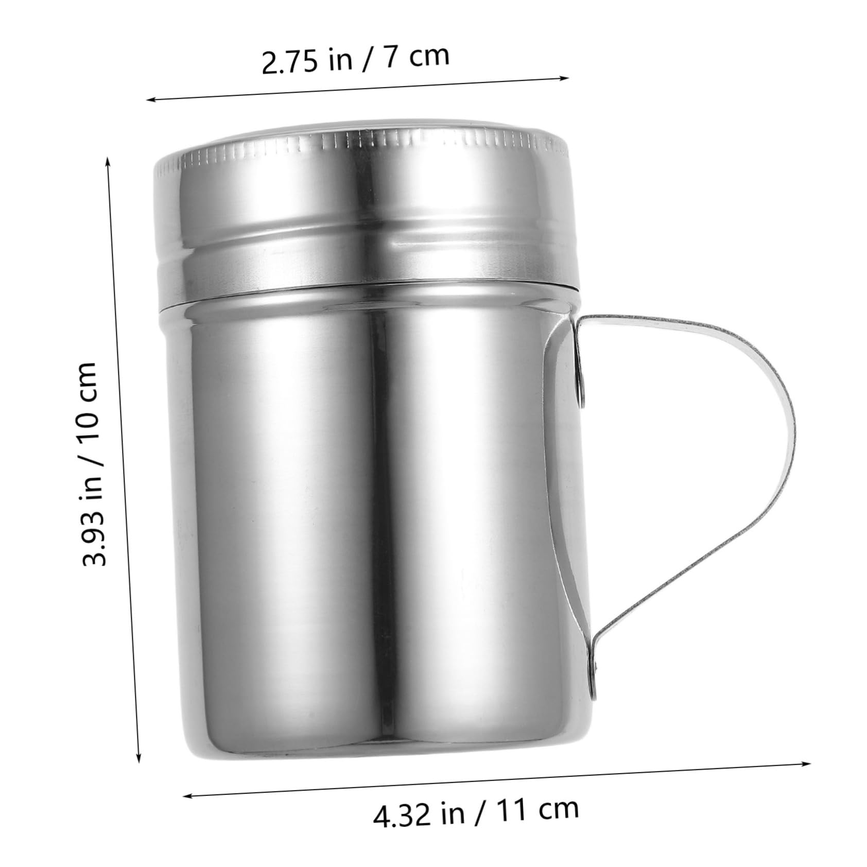 NAMOARLY Stainless Steel Flour Coating Shaker Container Baking Flour Sifter Powder Duster Handle for Baking Cooking Dusting Sugar Cocoa Spice