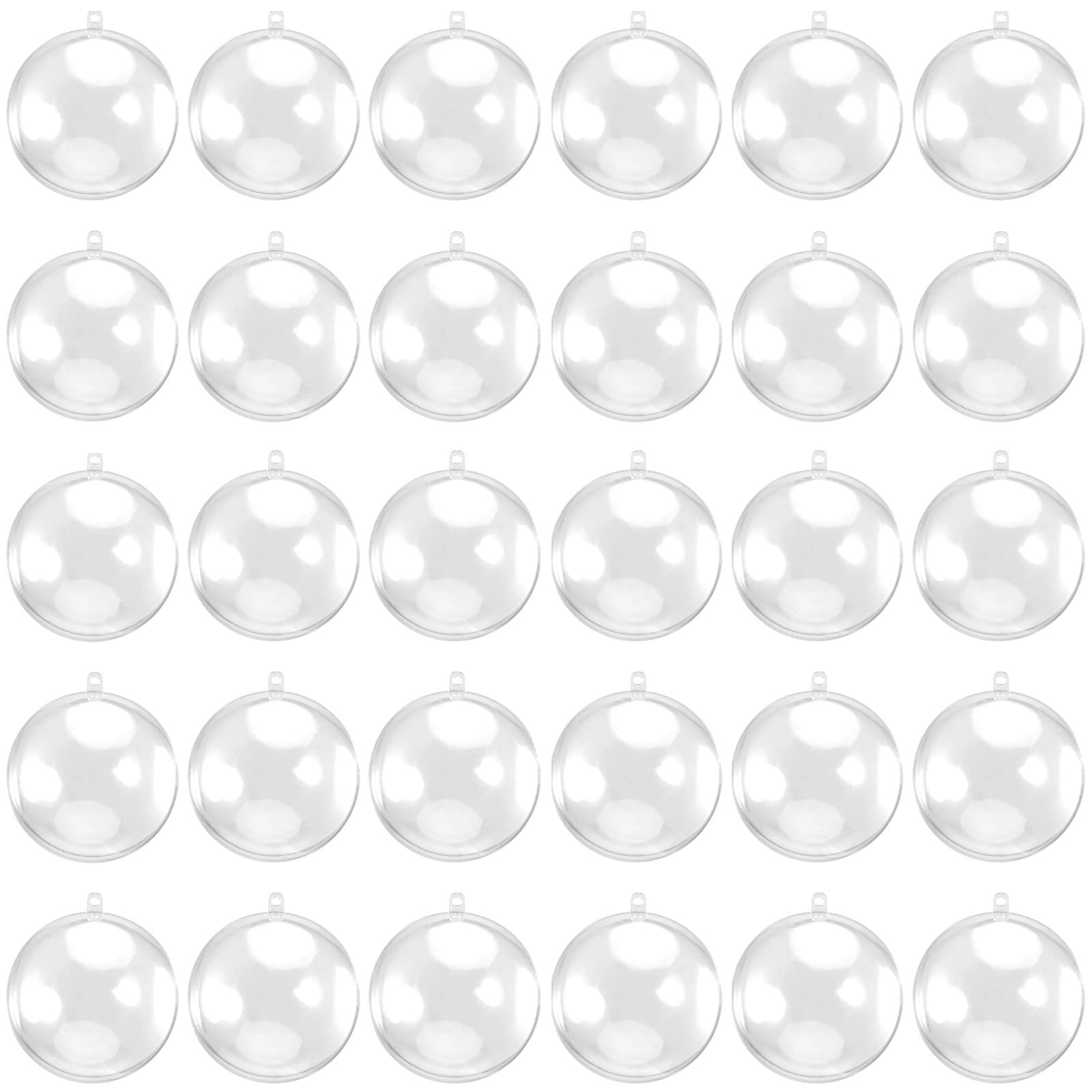 MANCHAP 30 PCS 4 Inch Clear Plastic Ornaments Ball,100mm Plastic Fillable Balls, Transparent Decoration Balls Acrylic Fillable Sphere Bauble Xmas Ball for Christmas, DIY, Crafts, Wedding Decor