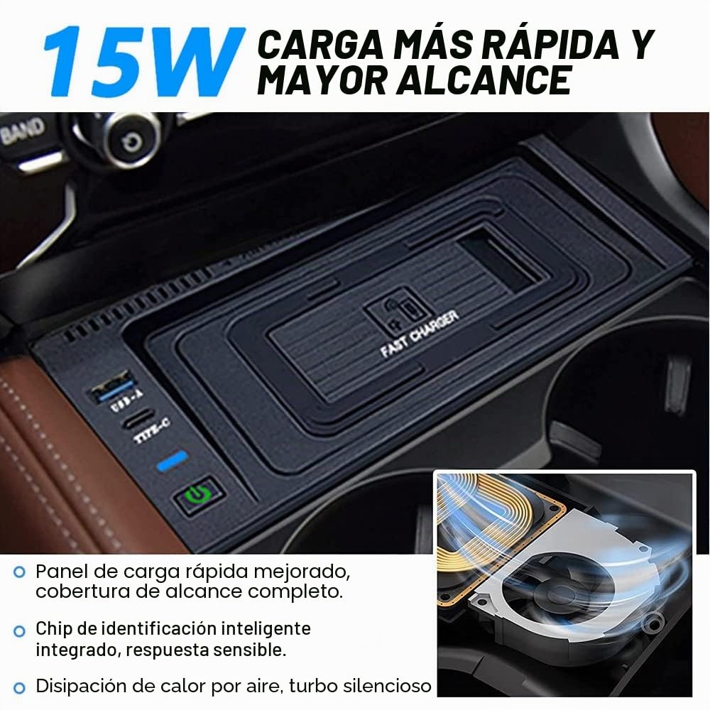 Cargador Inalámbrico Coche para BMW X5/X6 2014-2018 Consola Central Accesorio, 15W Carga Rápida Auto Teléfono Cargador para BMW X5 F15 X6 F16 2014-2018, Regalo para BMW Propietarios