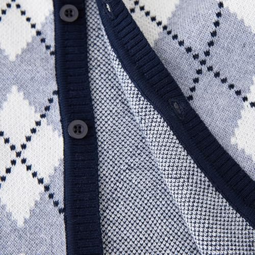 Baby Girls & Boys Long Sleeve Cardigan Sweater Plaid Knit Y2K Top Patterned V Neck Button Up Knitted Outwear 1-10Y2