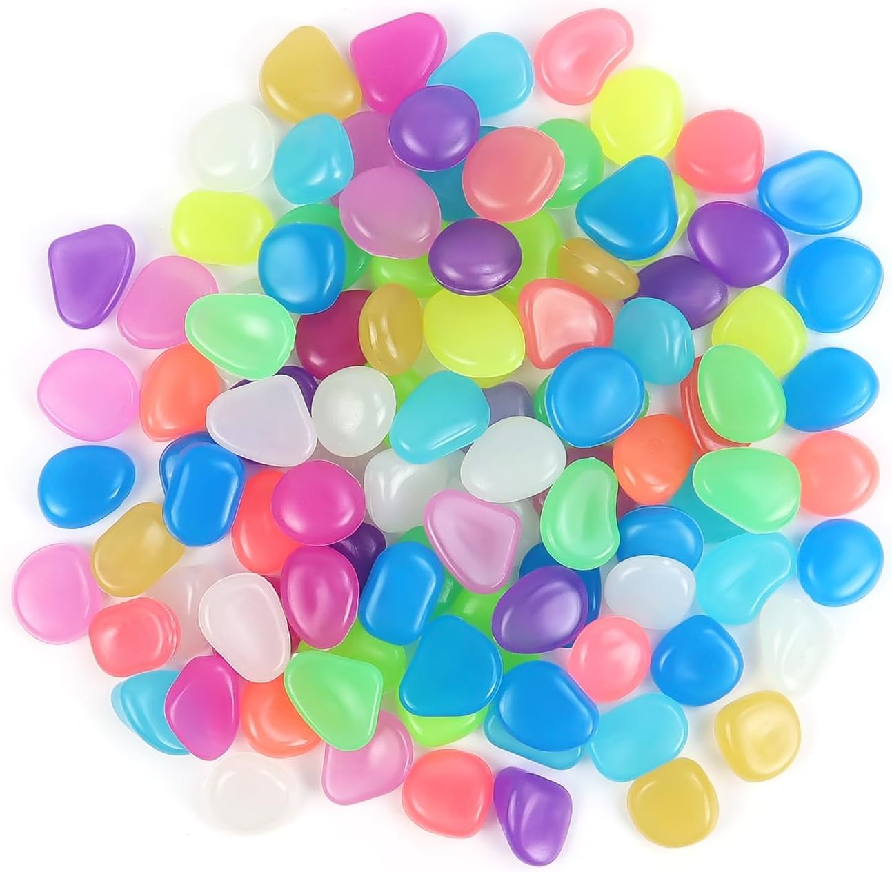 Glow in The Dark Stone Rocks 300pcs Luminous Pebbles, Multicolor Resin Glowing Stones for Garden, Aquarium, Fish Tank, Pathway, Walkway, Lawn, Patio, Vase Fillers & DIY Decor, Waterproof Small Cobbles-picture-42
