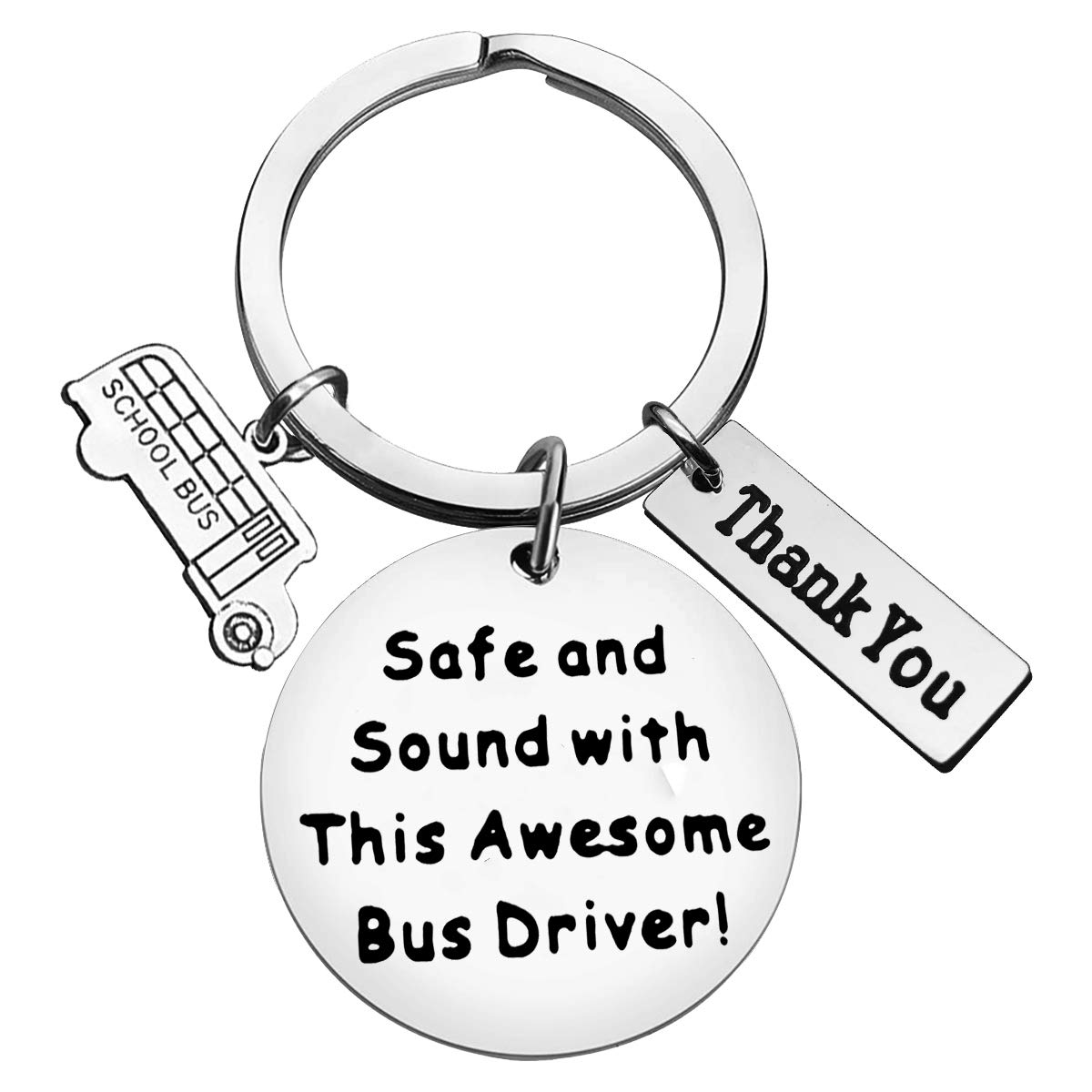 Huwujiu Unisex Silver1 School Bus Driver Keyring Gifts Safe And Sound With This Awesome Bus Driver Keyring School Bus Driver Appreciation Gift Birthday Christmas Gifts Thanksgiving Day Gifts For School Bus Driver