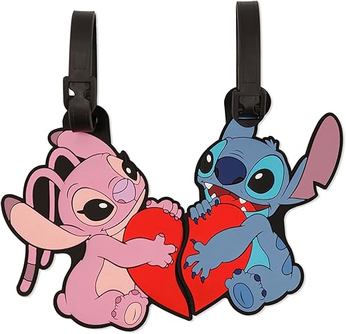 Disney Lilo and Stitch - Juego de 2 Etiquetas para Equipaje (Azul, Rosa y Rojo)