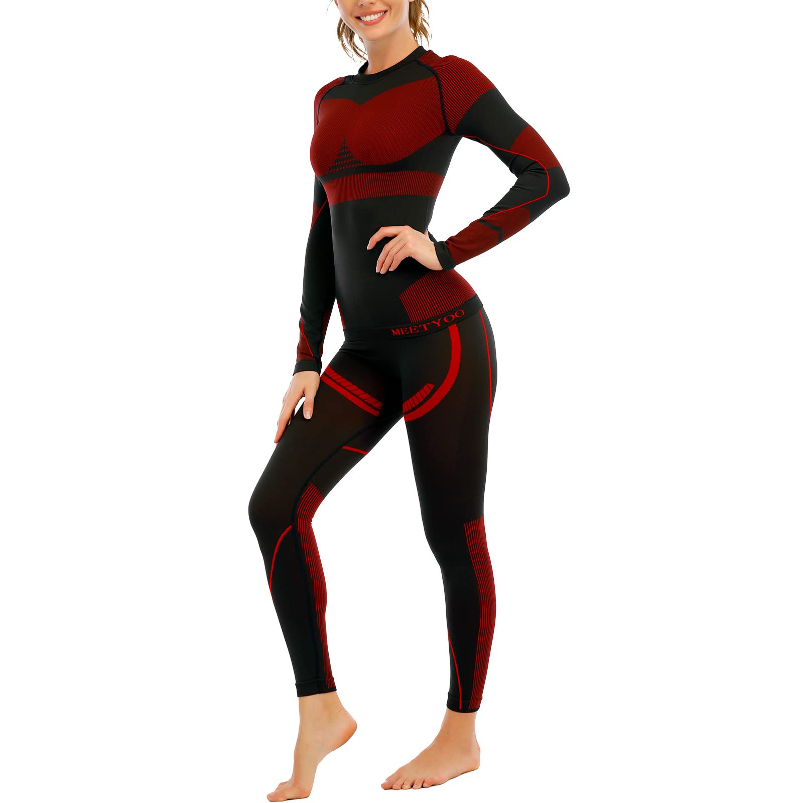MEETYOOThermal Underwear Set for Women, Winter Long Johns Warm Base Layer Top and Bottom Set for Skiing