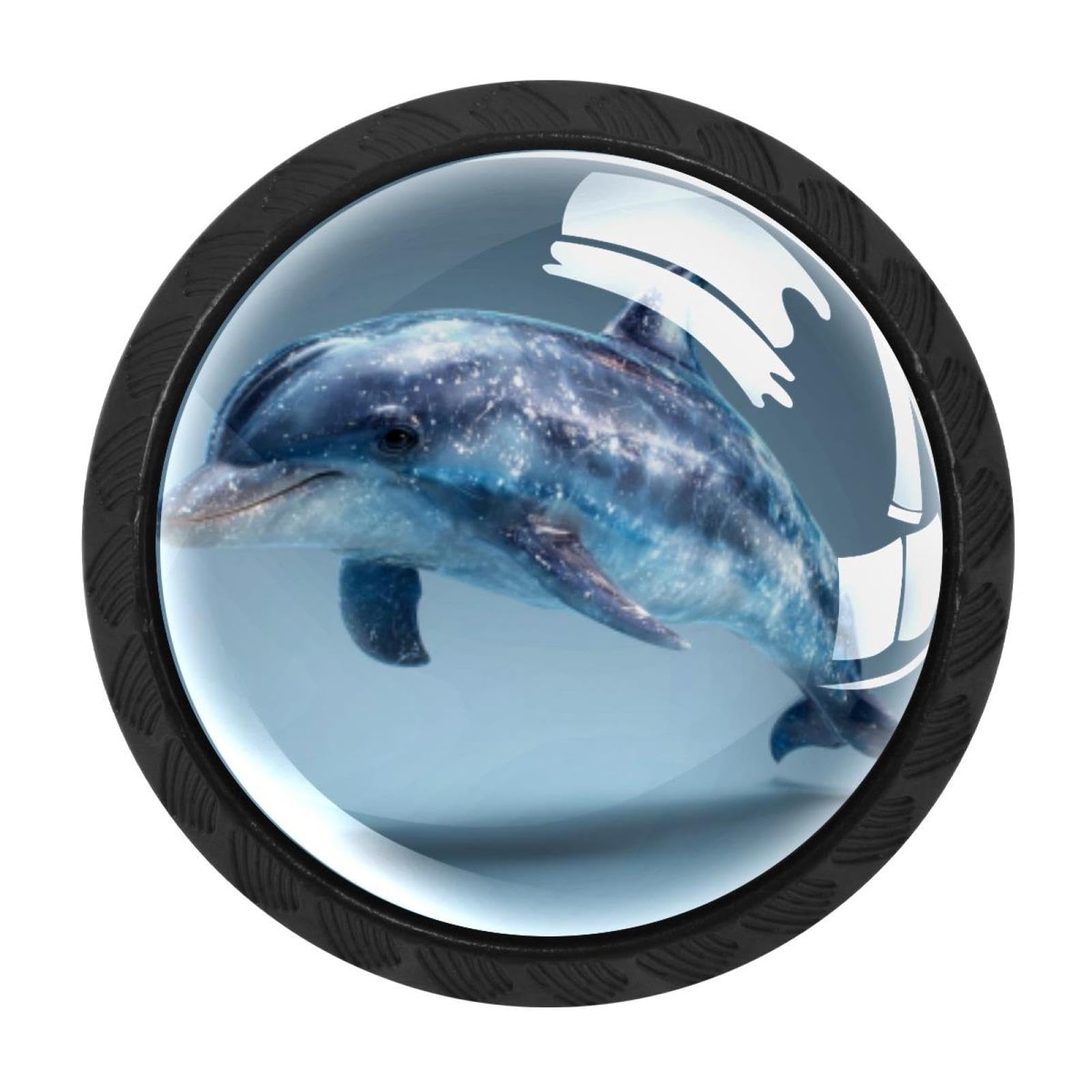 CHENZZZZ 4 Pieces Sea Animals Dolphin Kitchen Cabinet Knobs Drawer Knobs Dresser Knobs Black Knobs Drawer Pulls Dresser Drawer Handles Knobs for Dresser Drawers